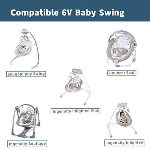 Qjin Baby Swing Power Cord, Replacement Adapter For Fisher Price, Ingenuity And Others 6V Dc Baby Swing, 6.5 Feet #TOP2