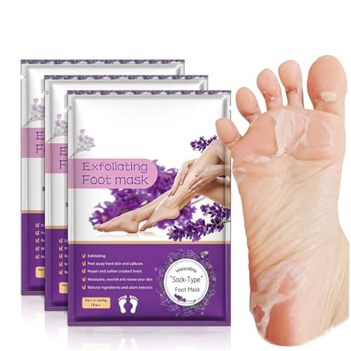 Image of Exfoliating Foot Peeling Mask Socks for Men & Women | Dead Skin Remover Foot Mask Removes Calluses & Cracked Heels | Hydrating Lavender Foot Peel Booties | for Soft Smooth Feet Care K Beauty Night Care (PACK OF 03)