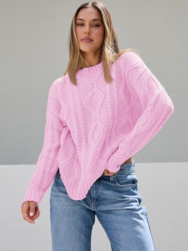 Image of Trendy Queen Women's Oversized Cable Knit Crewneck Sweaters