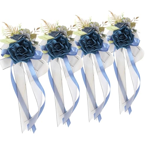 Chenxi Studio Elegantes lazos de flores artificiales para boda, decoración de coche, para gafas y puertas, elegante adorno