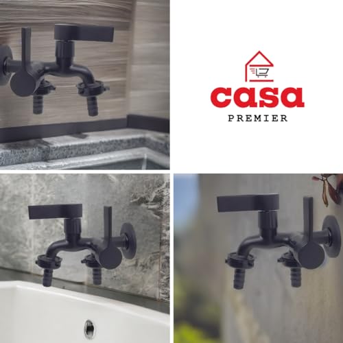 Torneira 2 Saídas Tanque Metal Maquina De Lavar Preta C70 Acabamento Fosco Cor Preto