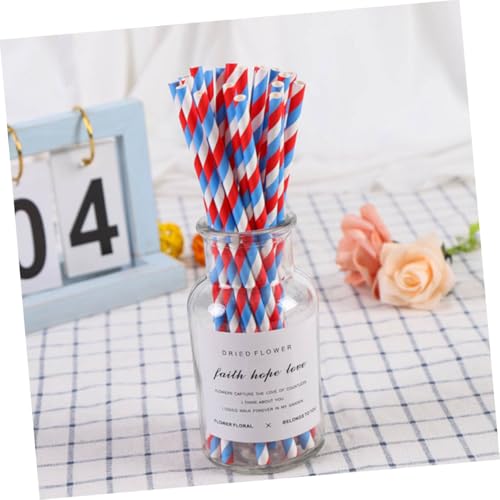 150 pitillos de papel biodegradables con rayas azules y rojas miniatura 4