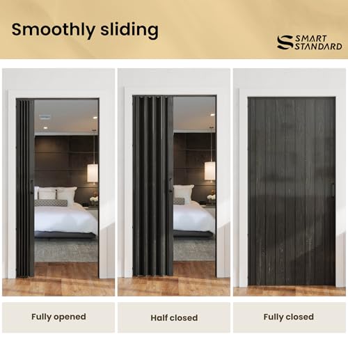 Image of SmartStandard 48x80in Accordion Doors Interior, Double Walled, Matte Black