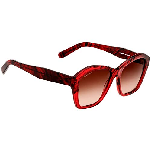 Ferragamo Salvatore Striped Transparent Red Plastic Frame Grey Lens Ladies Sunglasses SF894S645357035517