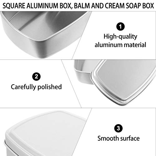 Doitool 2Pcs Aluminium Bar Soap Travel Container- Leak- Proof Metal Bar Soap Holder With Lid- Portable Silver Soap Holder Travel Case For Shower And Home Candies Jewelry Storage #TOP5