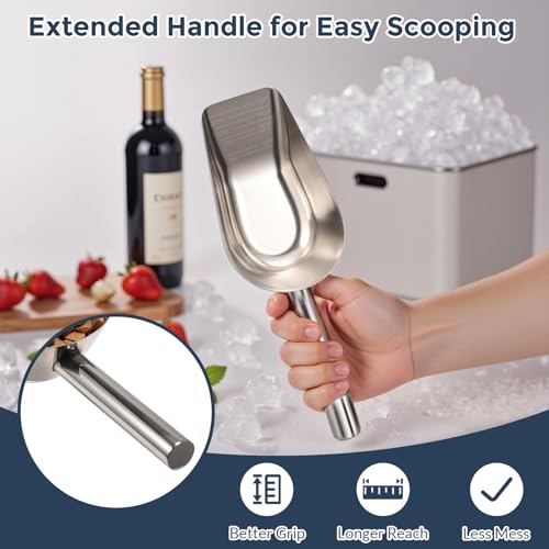 Mutclord Metal-Small Ice-Scoop for Freezer-Machine Bucket - 304 stainless steel food grade material | 8 Oz capacidad | With precise measurement scale lines by Mutclord - Image 5