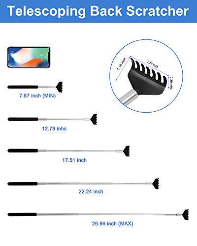 ONEEKK Portable Extendable Back Scratcher, 2 Pack Metal Telescoping Backscratchers for Adults, Kids,Dogs Itch Scratcher with Beautiful Gifts Packaging - Thumbnail 5