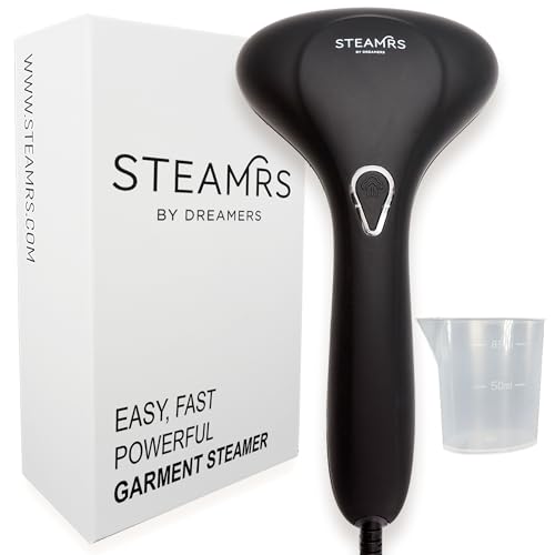 Preisvergleich Produktbild STEAMRS Dampfglätter 1500W, Schwarz - 20 Sekunden Aufheizzeit für schnelle Faltenentfernung für alle Stoffe - Kraftvoller Hand-Dampfer mit Soft-Touch-Oberfläche und Edelstahldüse - Perfekt für Reisen