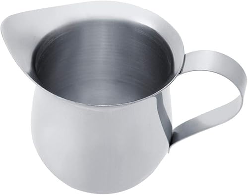 Jarra de espuma de leche de acero inoxidable para café, crema, expreso, para máquinas de espresso, espumadores de leche, arte con leche (3.3 fl oz)