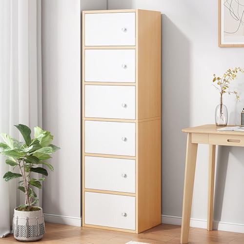 Image of 6-Door Morden Wooden Collapsible Wardrobe for Storage /Space Saving Wooden Wardrobe with Doors /Collpsible Storage Organiser /Living Room -Mapple (Maple, 6 Layer)