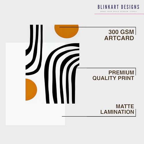 Image of BLINKART Vintage Bauhaus Retro Geometric Aesthetic Poster Gallery | Colorful Wrap Framed For Home Office Studio Living Room Modern Art Studio Decoration Abstract Shapes | (d79) | 13x10 Inch