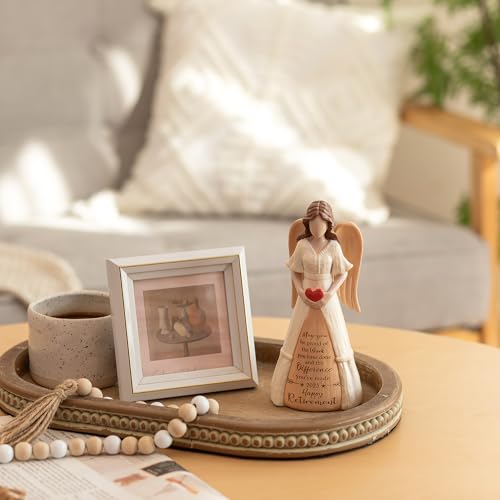 Hanobe Decorative Serving Tray Vintage: Beaded Coffee Table Tray Rustic Wood Centerpiece Decor Farmhouse Kitchen Counter Home Organizer Oval