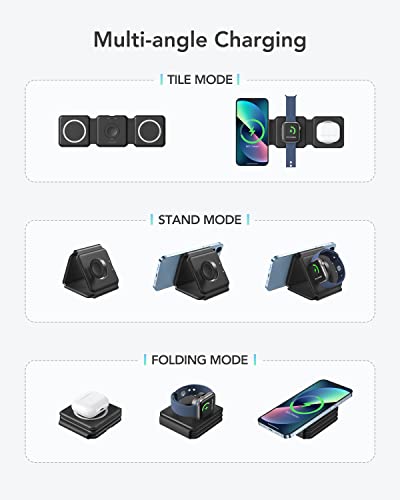 3 In 1 Wireless Charging Station, Veger Travel Charger For Multiple Devices, Fast Wireless Charging Pad For Iphone 14/13/12/11/X/Xr/Xs/8 Series, Airpods, Apple Watch 7/6/5/4/3, Qi Phones Earbuds More #TOP3