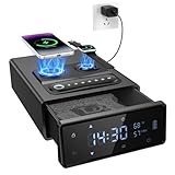 CVLIFE Biometric Gun Safe with 2-in-1 Watch & Phone Wireless Charging, 4 Quick Access Clock Handgun Safe, 24/7 Digital Clock, Pistol Safe with Adjustable Brightness and Volume, and Auto Pop-Up Access