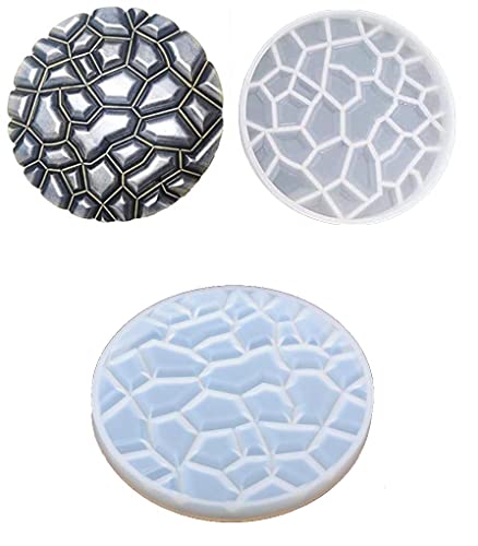 Image of SNOOGG Pack of 2 SK Round Silicone Molds for Epoxy Resin Art, DIY Casting, Making Coasters, Home Decoration, Cup Mats, and Customized Craft Projects