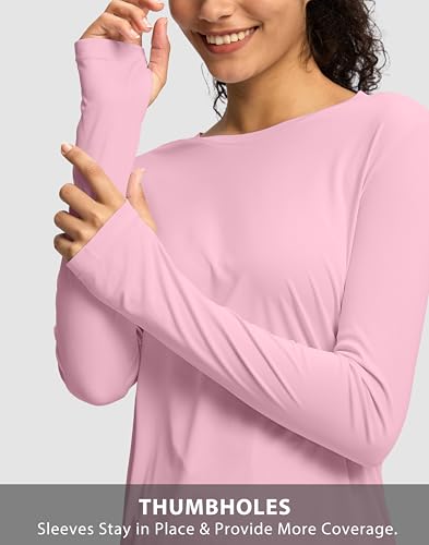 Image of Soothfeel Lightweight Long Sleeve Workout Tops for Women Gym Running Shirts