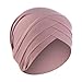 Produktbild Lazzboy Frauen Herbst Winter Solid Cross Muslim Cap Hut Mütze Wrap Kopftuch Damen Headscarf Turban Bandana Kopftücher Headwrap Hijab Schals Kopfbedeckung(Rosa)