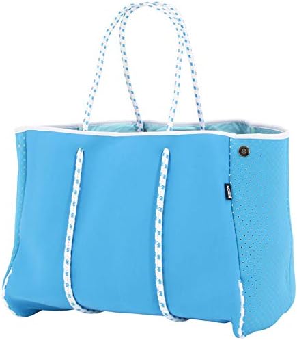 QOGiR Neoprene Multipurpose Beach Bag Tote with Inner Zipper Pocket and Movable Board (Aqua Blue, X-Large)