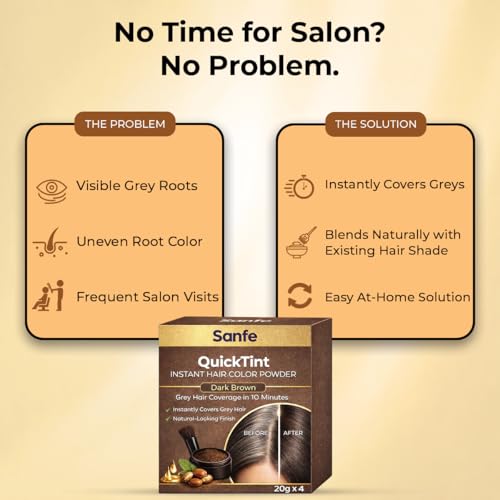 Image of Sanfe QuickTint Instant Hair Color Powder - 20gm | Mess-Free Instant Touch-Ups | Hair Color Powder | Grey Hair Coverage | Hair Colour Black & Dark Brown | Beard Colour