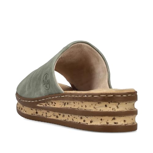Rieker Damen Pantoletten 62905, Frauen Slipper,Schlupfschuhe,schluepfschuhe,Slip-ons,Backless Slipper,Gartenschuhe,grün (53),39 EU / 6 UK
