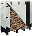 Artibear Firewood Rack Cover for 4ft Log Stand Holder Indoor Outdoor Storage Log Holder Wood Pile Storage Stacker Organizer, Pale Khaki (Frame not include)