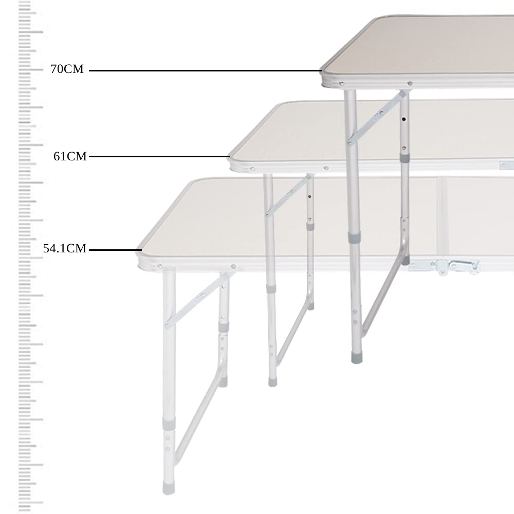 Alightup Table Camping Pliante Aluminium Table D'appoint pour Caravane Jardin BBQ Barbecue en Portable Exterieure 120 x 60 x 70 CM