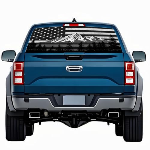 Image of Rear Window Decals for Trucks - 65x17.3 in Back Window American Flag Decals Fit Most Pickup Trucks SUV, Vinyl Back Window Decal Truck Rear Window Graphics for Personalized