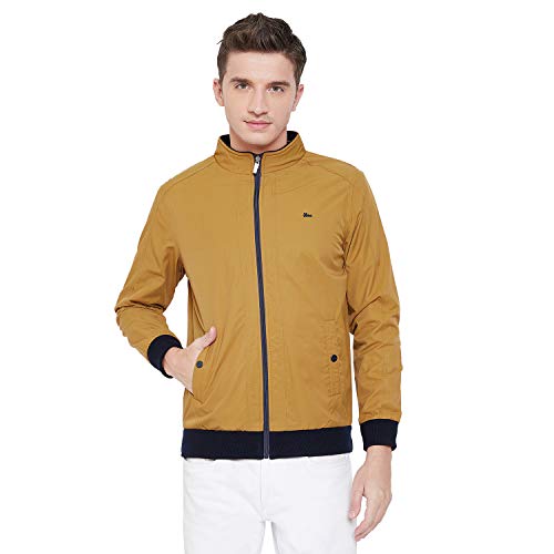Okane Men's Cotton Solid Mustard Zipper 