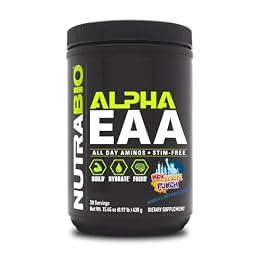 NutraBio Alpha EAA - All-Day Amino Acids for Muscle Growth and Hydration - Essential Amino Acids with Nootropics & Adaptogens- Full Spectrum EAA BCAA Powder - 30 Servings - New York Punch