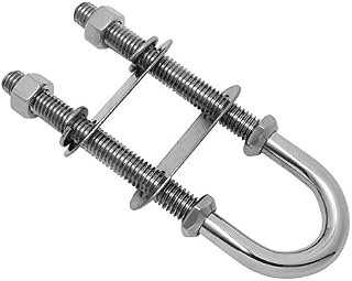 SeaLux Marine Boat Bow Eye Stern Eye U Bolt Tie Down 3/8" Stock, 5" Overall Length, 3-3/8" Thread Length with Hex Nuts and Split washers-SL878805850CW