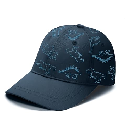 TOMEEK Dziecięcy kapelusz przeciwsłoneczny, śliczna czapka z daszkiem z motywem dinozaura, czapka rekreacyjna dla dzieci, unisex, regulowana, bawełna, czapka sportowa dla chłopców i dziewczynek