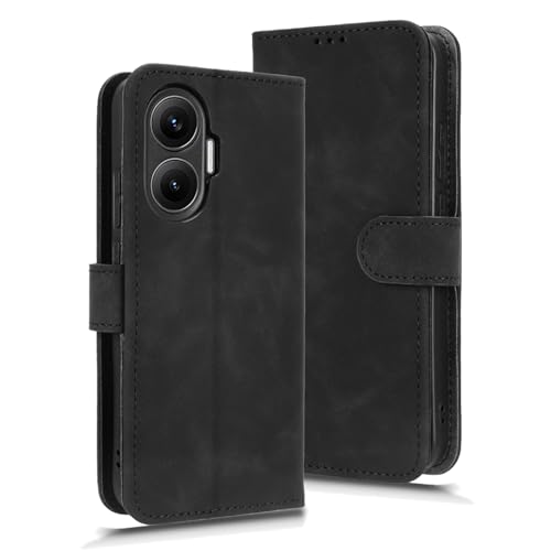 GOGME Libro de Cuero Funda para Xiaomi Poco F7 5G, Premium PU/TPU Flip Case Billetera Carcasa con Ranuras para Tarjetas y Soporte Plegable.Negro