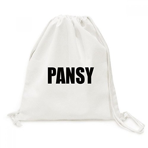 Sac à dos cordon Black Canvas Pansy Couleur sac de voyage souple en toile imprimée avec fermeture