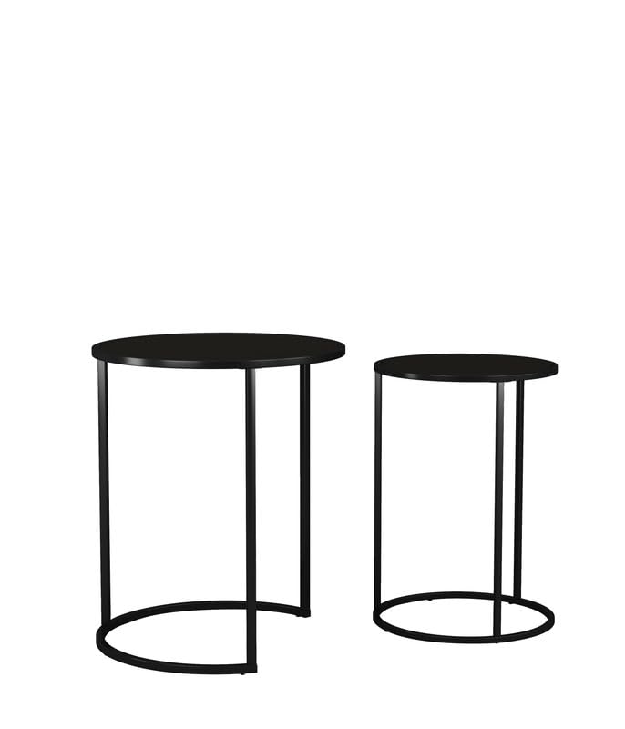 URBNLIVING 2 Piece Round Nesting Stacking Sofa Side Tables Set Tempered Glass Top Metal Leg Coffee Counter Modern Space Saving Accent Tea Top for Living Room Bedroom Office