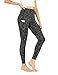 ODODOS High Waist Out Pocket Yoga Pants Tummy Control Workout Running 4 Way Stretch Yoga Leggings,SpaceDyeMattBlack,Large