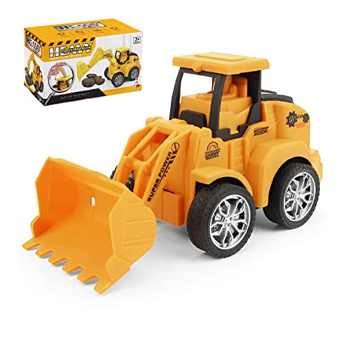 LiRiQi Bulldozer de Juguete mecánica, vehículo de construcción de Juguete. Paquete de Regalo. Material Seguro ABS. Opción, presiona la Parte Superior para Que Avance automáticamente Cover