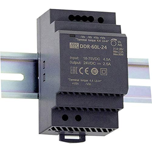MEAN WELL DDR-60L-24 60W Din Rail DC/DC Converter O/P +24V2.5A - 1 item(s)