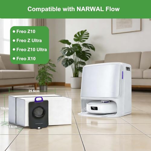 Image of WAIKAS 14 Pack Vacuum Bags for NARWAL Flow, Freo Z10, Freo Z Ultra, Freo Z10 Ultra, Freo X10 Pro Robot Vacuum, Disposable Dust Bags with Large Capacity as Replacement Parts /Accessories