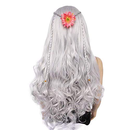 Ebingoo 24 Inch Silver White Gray Wig Middle Part Long Body Wave Synthetic Hair Wigs For Women(No Lace) #TOP2
