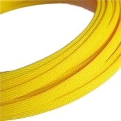Funda trenzada de PET expandible y flexible de 16mm, aislamiento amarillo de alta densidad