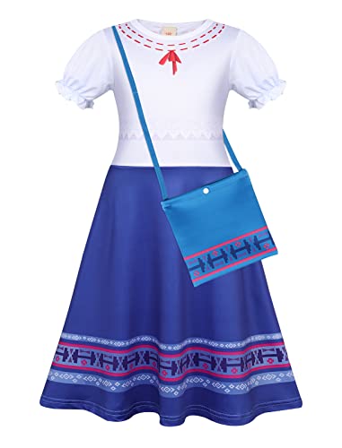 Edjude Disfraz de Pepa para niños, falda de vestido de Isabela para niñas, falda de princesa madrigal, cosplay con bolsa, trajes de 4 a 5 años Cover