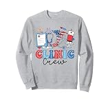 Retro Clinic Crew American Flag Fireworks Nurse 4th Of July Sweatshirt