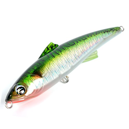 Ecooda Hornet Saltwater Fishing Lure 2.9Oz 7In Topwater Popper Hard Bait Floating Pencil Lure For Kingfish/Tuna/Mackerel/Marlin/Mahi Mahi Offshore Trolling Onshore Floating Crankbait #TOP3