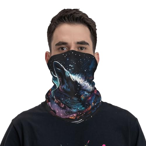 Pañoleta para el cuello negra Wolf Moon con diseño de cielo estrellado, cubre rostro tipo braga para mujeres y hombres, para motocicleta, ciclismo, esquí y más miniatura 2