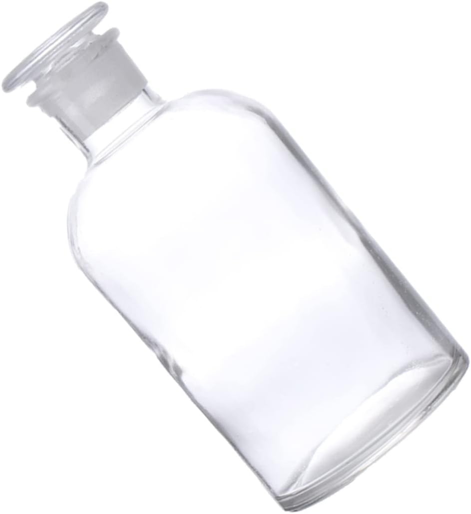 Alipis Narrow Mouth Glass Reagent Bottle Graduated Chemical Storage Container for Laboratory Use with Frosted Stopper Design for Safe Storage of Liquids and Powders