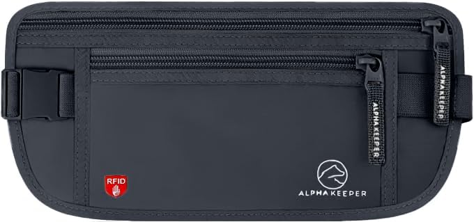 Alpha Keeper Money Belt for Travel Hidden Under Clothes – RFID Blocking Passport Holder & Slim Waist Wallet Pouch for Women & Men, Anti-Theft Travel Accessories