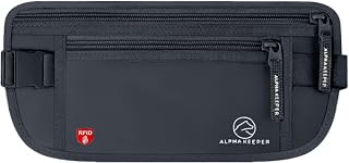 Alpha Keeper Hidden Travel Money Belt - RFID Blocking Waist Wallet & Passport Holder for Women and Men, Anti-Theft Slim Security Pouch