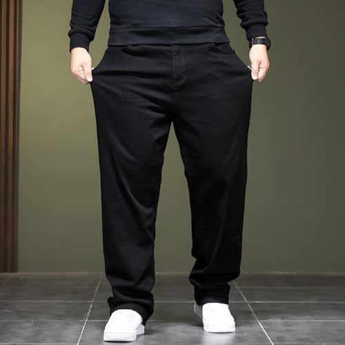 Jeans Pants Trouser Denim Large Size Stretch Fat Trendy Black Loose Casual Business Commuter Straight Leg for Men4