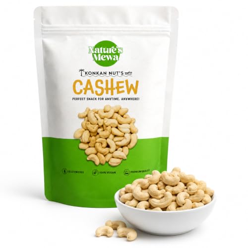Image of NATURE'S MEWA Konkan Cashew Nuts W320 Premium Whole Kaju | Crunchy & Fresh Natural Cashews for Snacking, Cooking & Sweets | Rich in Protein & Healthy Fats 250 GM
