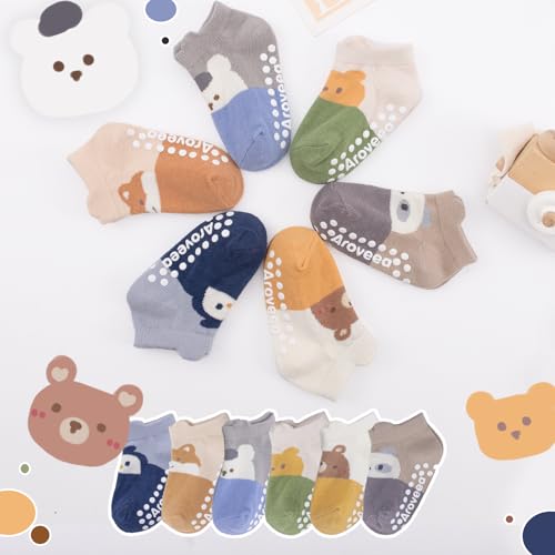 image for Aroveea Baby Toddler Socks Grip Non Slip Boys Girls Cotton 12 Pack for